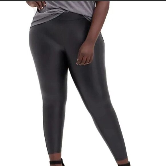Torrid Womens Faux Leather Leggings High Waist Tapered Leg Pants Ankle Black 2X - Picture 1 of 12